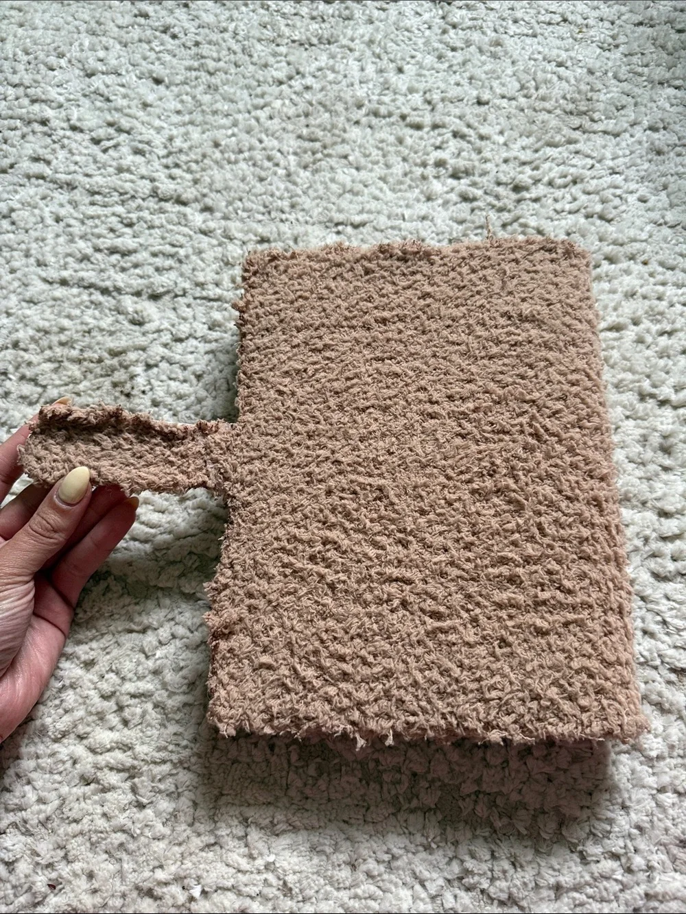 Handmade Cozy Fuzzy Journal Cover with Bow Charm - Taupe